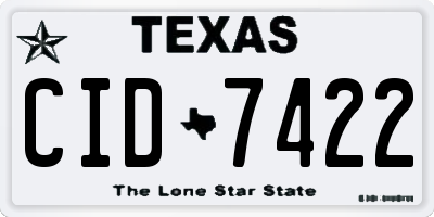 TX license plate CID7422