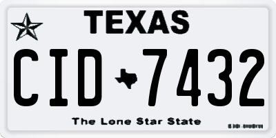 TX license plate CID7432