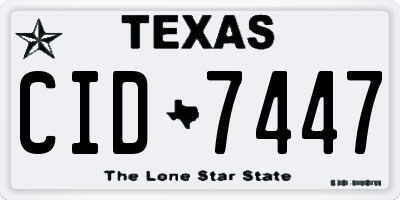 TX license plate CID7447