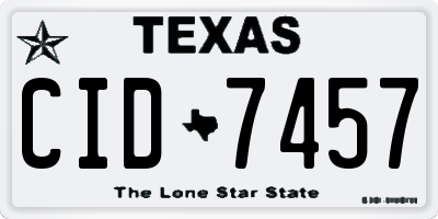 TX license plate CID7457