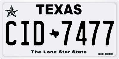 TX license plate CID7477