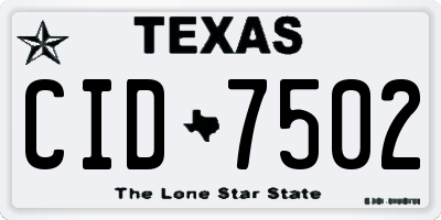 TX license plate CID7502