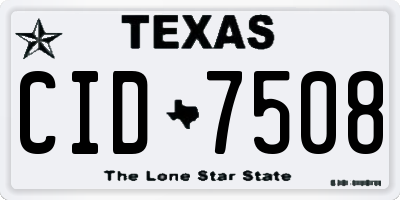 TX license plate CID7508