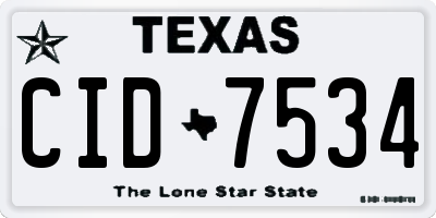TX license plate CID7534