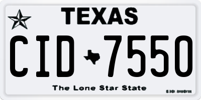 TX license plate CID7550