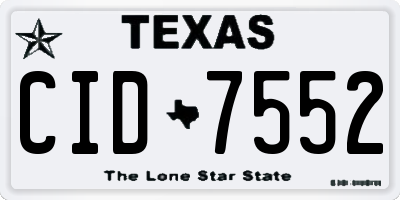 TX license plate CID7552