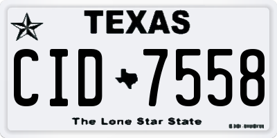 TX license plate CID7558