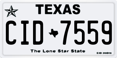 TX license plate CID7559