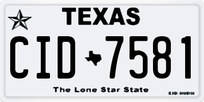 TX license plate CID7581