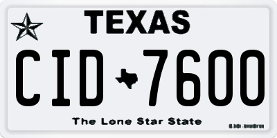 TX license plate CID7600