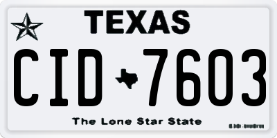 TX license plate CID7603