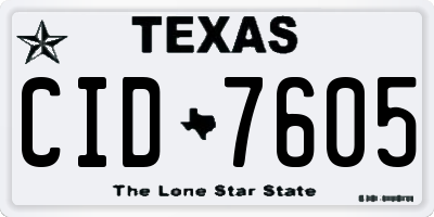 TX license plate CID7605
