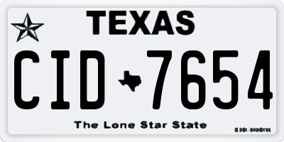 TX license plate CID7654