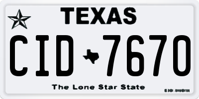 TX license plate CID7670
