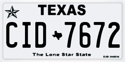 TX license plate CID7672