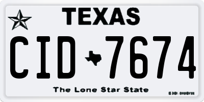 TX license plate CID7674