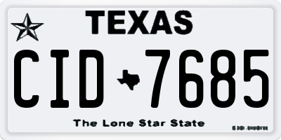 TX license plate CID7685