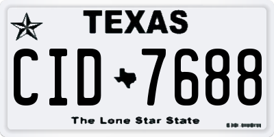 TX license plate CID7688