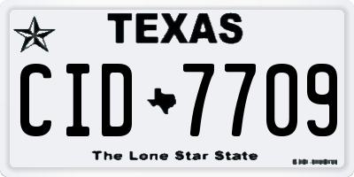 TX license plate CID7709