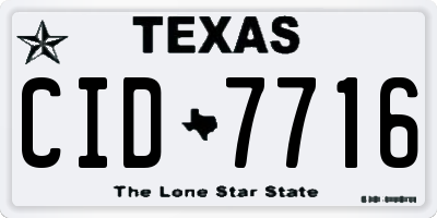 TX license plate CID7716