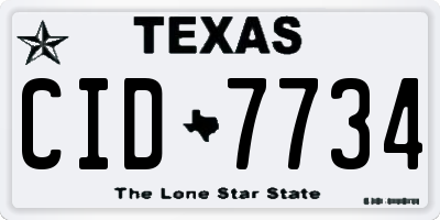TX license plate CID7734