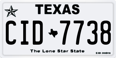 TX license plate CID7738