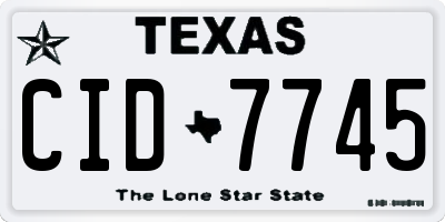 TX license plate CID7745