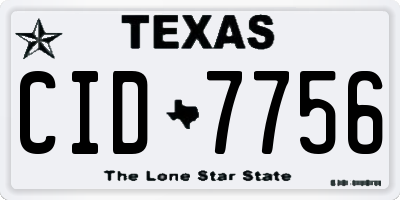 TX license plate CID7756