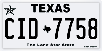 TX license plate CID7758