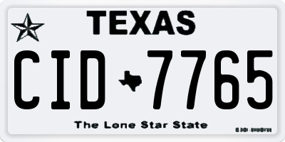 TX license plate CID7765