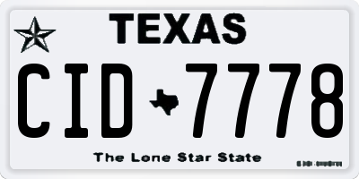 TX license plate CID7778