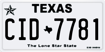 TX license plate CID7781