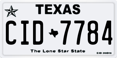TX license plate CID7784