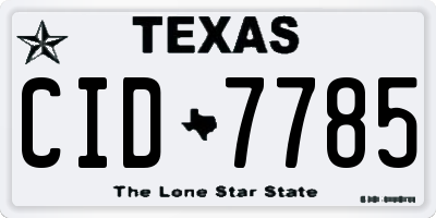TX license plate CID7785