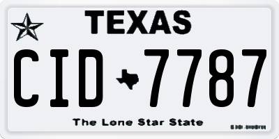 TX license plate CID7787