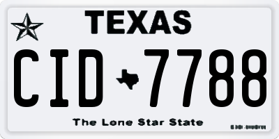 TX license plate CID7788
