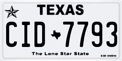 TX license plate CID7793