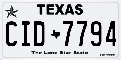 TX license plate CID7794