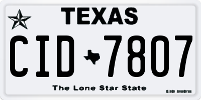 TX license plate CID7807