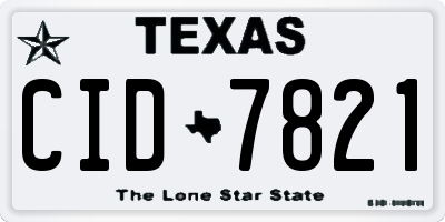 TX license plate CID7821
