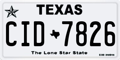 TX license plate CID7826