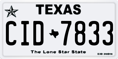 TX license plate CID7833