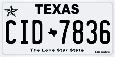 TX license plate CID7836