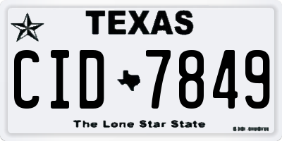 TX license plate CID7849