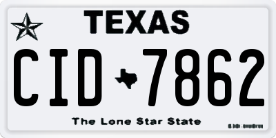 TX license plate CID7862