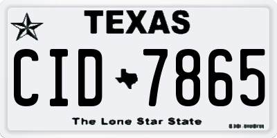 TX license plate CID7865