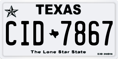 TX license plate CID7867