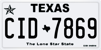 TX license plate CID7869