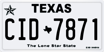 TX license plate CID7871