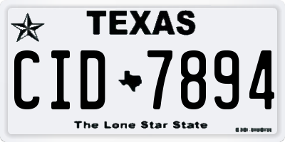 TX license plate CID7894